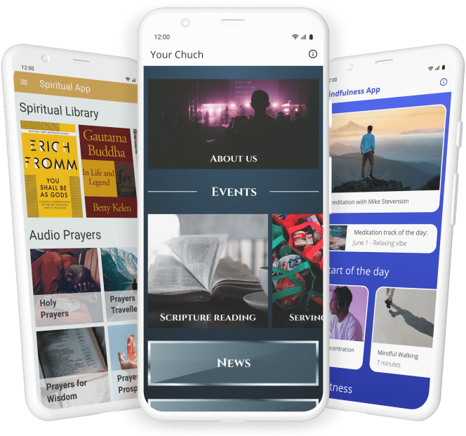 Pantallas de teléfonos con aplicaciones espirituales